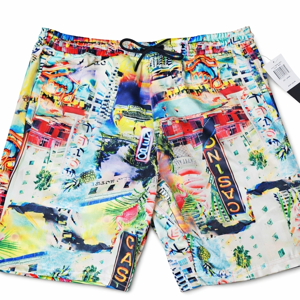 Good Vibes By Drill Clothing Co Board Shorts Casino Large NWT - Vacation Swim